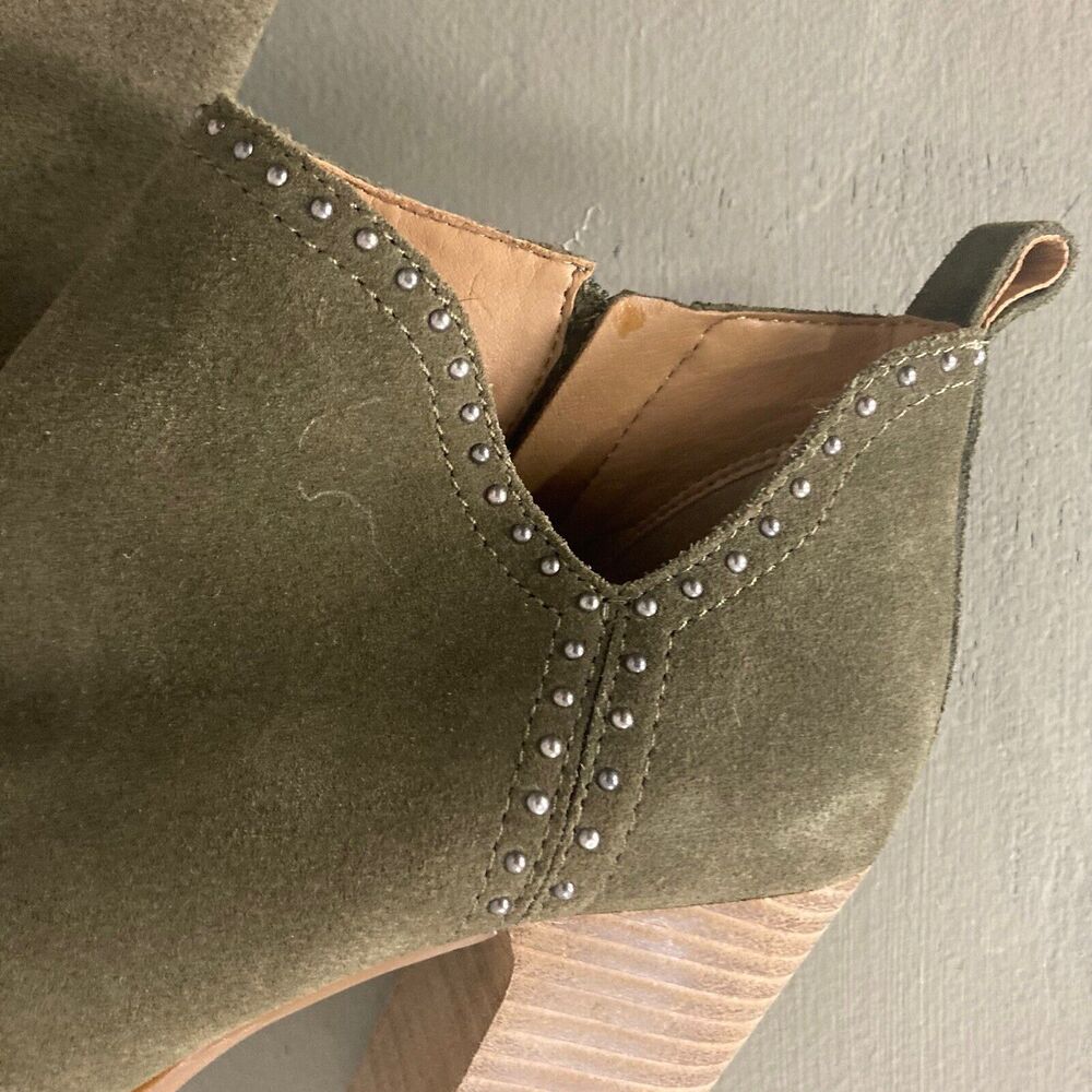 Lucky Brand Shoes Lotisha Booties Womens 8.5 Green Peep Toe Block Heel Leather - Picture 8 of 12